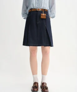 DUSHU Women's High Waist A-line Denim Skirt 2025 Autumn New Arrival Style Contrast Color Retro Denim Skirt No Belt 25DS83098 - Image 3
