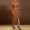 BWQ Women's Set Full Sleeve Long Blazer Coat+ Long Dress Suit Winter Streetwear Two 2 Piece Set Africa OL Work Outfits