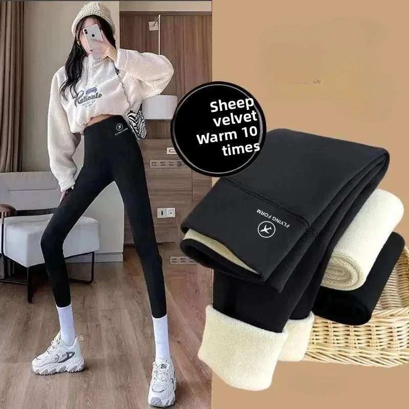Women Thermal Leggings Winter Warm Elastic Translucent Pantyhose Female Fleece Thermal High Waist Slim Thicken Tight Pants - Image 2