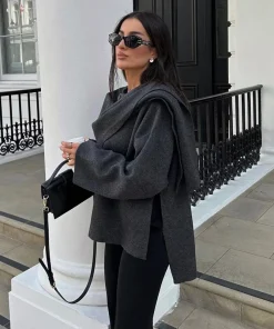 MUJER Plush Winter Coats for Women Asymmetric Scarf Demi-season Jacket for Women Parkas Long Sleeve Padded Coat Woman Jacket - Image 6