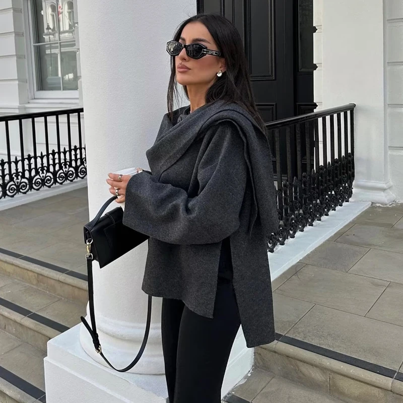 MUJER Plush Winter Coats for Women Asymmetric Scarf Demi-season Jacket for Women Parkas Long Sleeve Padded Coat Woman Jacket - Image 6