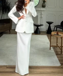Two Piece Skirt Set Work Office New Lapel Long Sleeved Blazer+ Hip Hugging Skirt Two-piece Set Temperament Women's Clothing