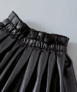 0-2 Year Old Newborn Baby Girls Spring Summer Autumn Winter Black Pleated Leather Fashion Toddler Skirt - Image 3