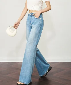 OLrain Flared Jeans Autumn Woman Blue Denim Flare Pants 2025 Fashion Lady Lace Wide Leg Long Trouser Women's Clothing O57XA98922 - Image 3