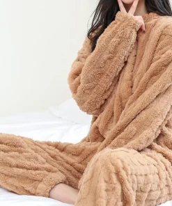 Warm Winter Nightwear Thick Pajamas Sets Pajamas Set Woman Home Wear Women Ensembles Pyjama Femme Ensemble Women's Pajama Set - Image 3