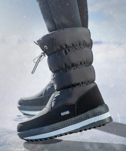 Winter thick women's snow boots Warm Plush Mid-calf Boots Non slip Waterproof Platform Snow Boot Casual Female White shoes - Image 3