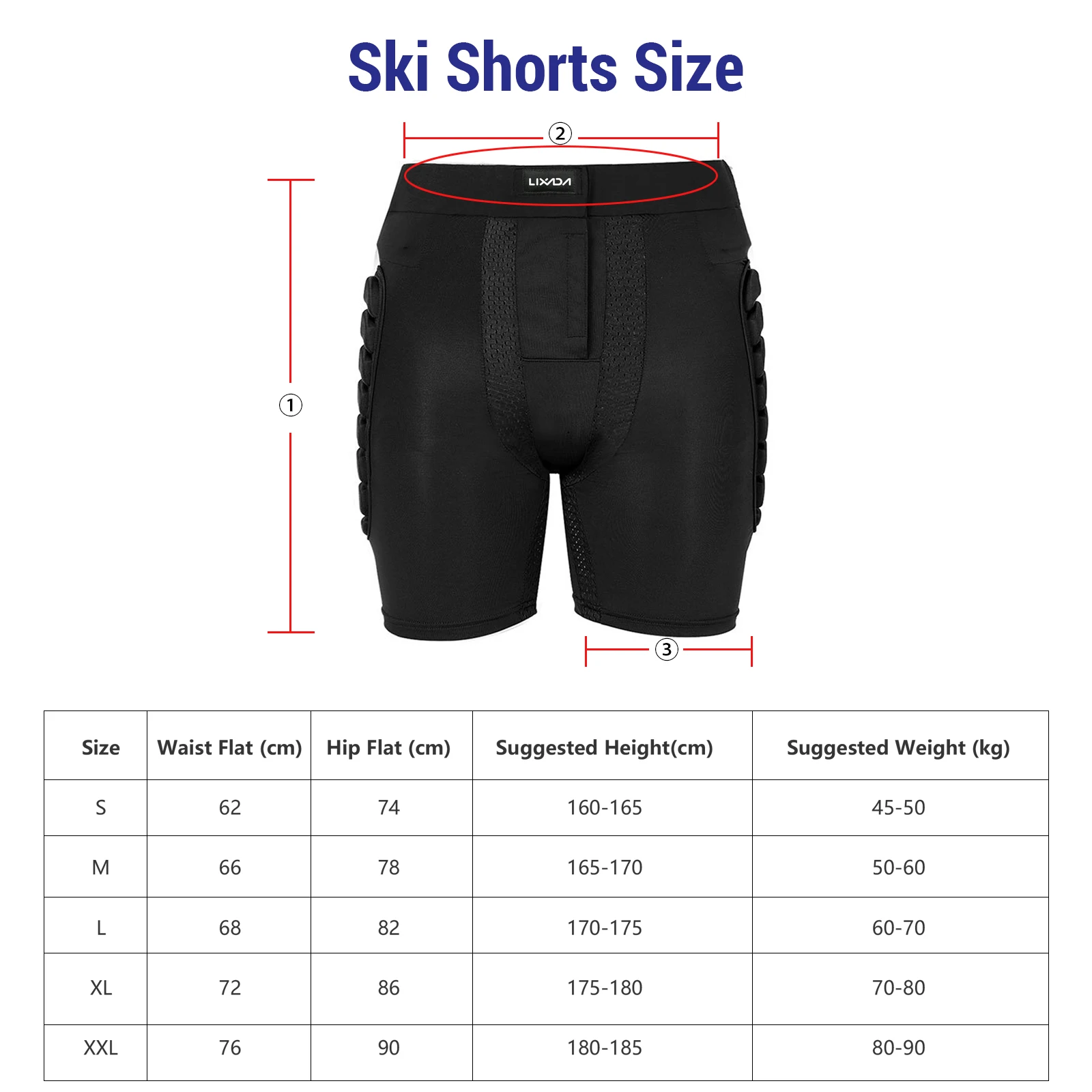 Lixada Outdoor Protective Ski Shorts + Knee Pads Set Waterproof Skateboarding Snowboarding Skiing Shorts for Women Men XXL - Image 6